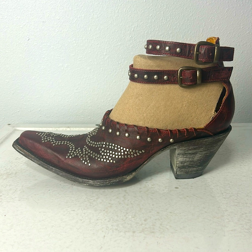 NEW Old Gringo Evangelina ruby red strappy cowboy boot shoe booties shooties 9B